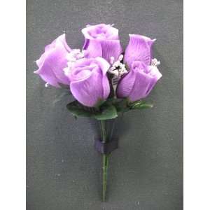    Tanday (Purple) 12 Rose Bud Wedding Bouquet. 