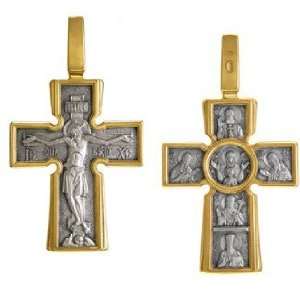  Jesus Christ & Saints Cross Medal Russian Crucifix Gold 
