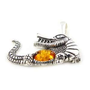  Pendant silver Crocodile amber.: Jewelry
