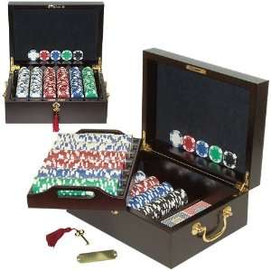  500 11.5G Holdem Poker Chip Set w/Beautiful Mahogany Case 