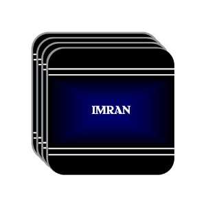 Personal Name Gift   IMRAN Set of 4 Mini Mousepad Coasters (black 