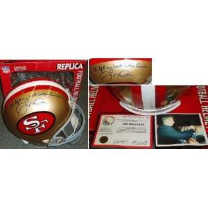  Joe Montana Signed 49ers Rep Helmet Inscribed: Sports 