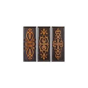  Uttermost Distressed Black Amora Metal Art   3Pc Bundle 