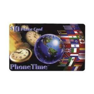 Collectible Phone Card: $10. PhoneTime Picturing World Globe, Time 