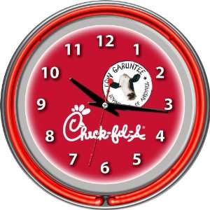  Chick Fil A Cow Chrome Double Ring Neon Clock Everything 