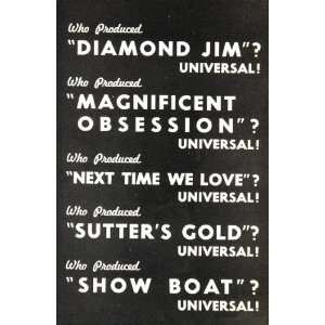 1936 Ad Universal Pictures Film Diamond Jim Show Boat   Original Print 