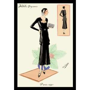  Modeles Originaur: Layered Black Dress 12x18 Giclee on 