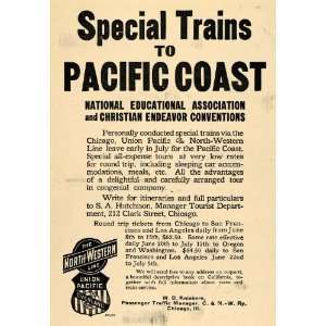 1907 Ad Trains Pacific Coast North Western Line Union   Original Print 