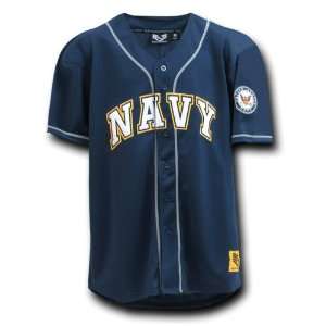 NAVY BLUE Fully Button Down Military NAVY Logo Baseball Jersey Size X 