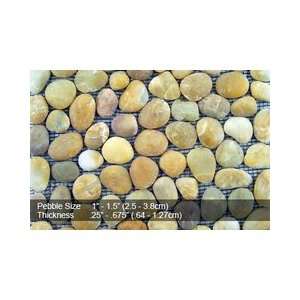   Honed Turkish Amber 12 x 12 Stone Pebble Mosaic Tile: Home Improvement