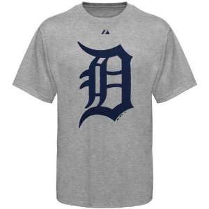  Majestic Detroit Tigers Ash Official Logo T shirt: Sports 