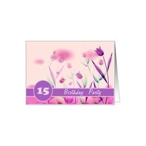  Invitation.15th Birthday Party.Pink Tulips Card: Toys 