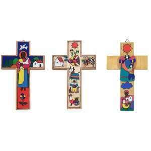  Set of Three Hand Painted Wood Crosses   Ideal for Boys 