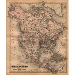  Johnson 1889 Antique Map of North America: Office Products