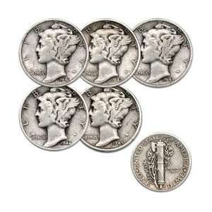  1916 1945 Mercury Dime Set (43 coins), Circulated 