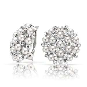   Style Crystal White South Sea Shell Pearl Clip On Earrings: Jewelry