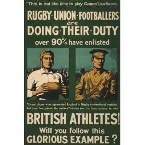  World War I Poster   Rugby union footballers are doing 