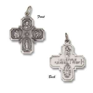  4Way Medal Sterling Silver with Antique Finish 1 Inch 