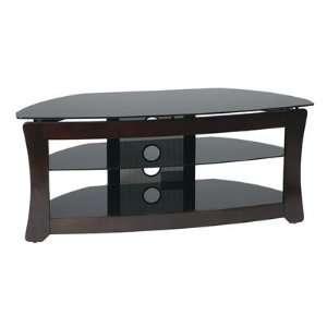  OSP Designs Toolless Wood TV Stand Black Glass and Dark 