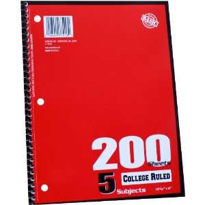  Norcom 5 Subject Notebook College Ruled, 10.5 x 8 Inches 