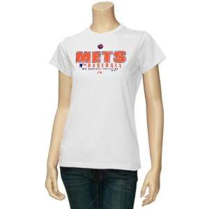 Majestic New York Mets Ladies White Practice T shirt (Large):  