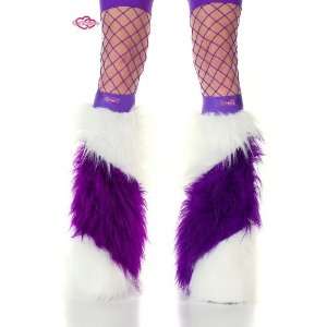   Striped Faux Fur Fuzzy Furry Legwarmers Boot Covers 