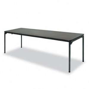   Premium Commercial Folding Table, 96w x 30d, Dark Woodgrain/Pewter