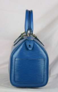 Authentic LOUIS VUITTON EPI Speedy 25 purse Blue  