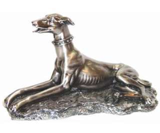 inch Small Pewter Sitting Greyhound Racing Dog Statue  