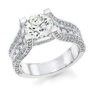 Diamond Engagement Ring in Platinum   Certified, Round, 3.00 Carat, K 