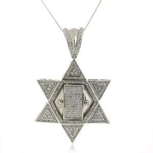 Sterling Silver Micro Pave Hip Hop Star of David Cubic Zirconium Extra 