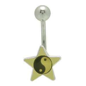  Star Ying   Yang Logo Belly Button Ring   33100 4 Jewelry