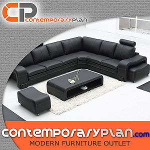   Leather Sectional Sofa Couch Modern Sofa Chaise, Stool, Table  