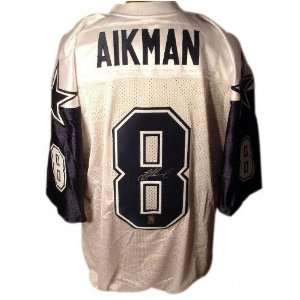  Troy Aikman Dallas Cowboys Autographed 2 Star White Jersey 