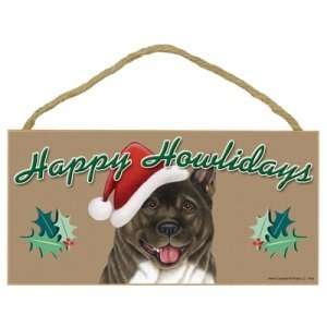  Happy Howlidays Wooden Sign   Akita: Office Products