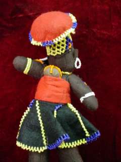 RARE Vintage 1950s SOUTH AFRICAN MISSION CLOTH DOLL Zulu DURBAN Red 