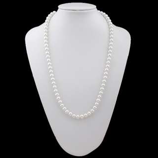 Fashion Necklace,White Simulated Pearl Rope Strand 24  