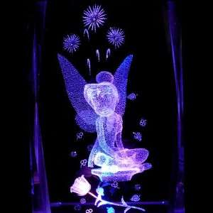 Tinkerbell 3D Laser Etched Crystal includes Two Separate LEDs Display 