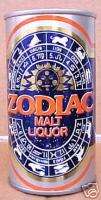 ZODIAC MALT LIQUOR, Beer Can, Astrology Signs, ILLINOIS  