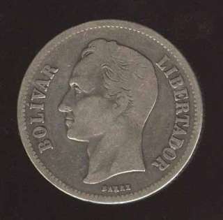 VENEZUELA SCARCE 2 BOLIVARES 1919 SILVER COIN LOOK  