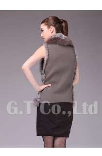 0247 knit knitted hand made Rabbit fur Vest waistcoat gilet for women 