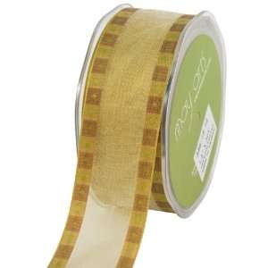  May Arts 1 1/2 Inch Wide Ribbon, Olive Green and Brown 