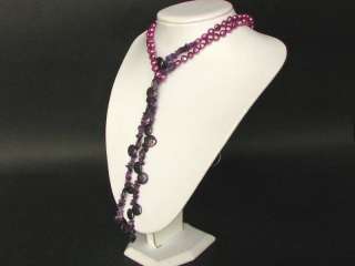 Necklace 45 Lariat Purple Pearls Amethyst Biwa 1S  