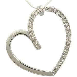  Sterling Silver Big Heart Pave CZ Pendant with a Free 