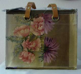   Hand Painted Brushstrokes Still Life Bag Tote NWT $198 Zinnias  