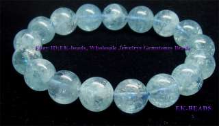 Natural High Quality Aquamarine Bracelet Round Beads 12  