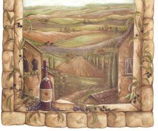 Tuscan Tuscany View WINE CHEESE WINDOW Wallpaper Mural  