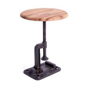 Reclaimed Wood Rustic Clamp Side Table Stool