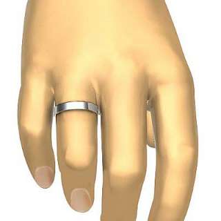 8g 10z Men Wedding Band Flat Ring 4mm 18k White Gold  