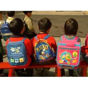Children with Backpacks at the Chinese Ethnic Cultural Park Premium 